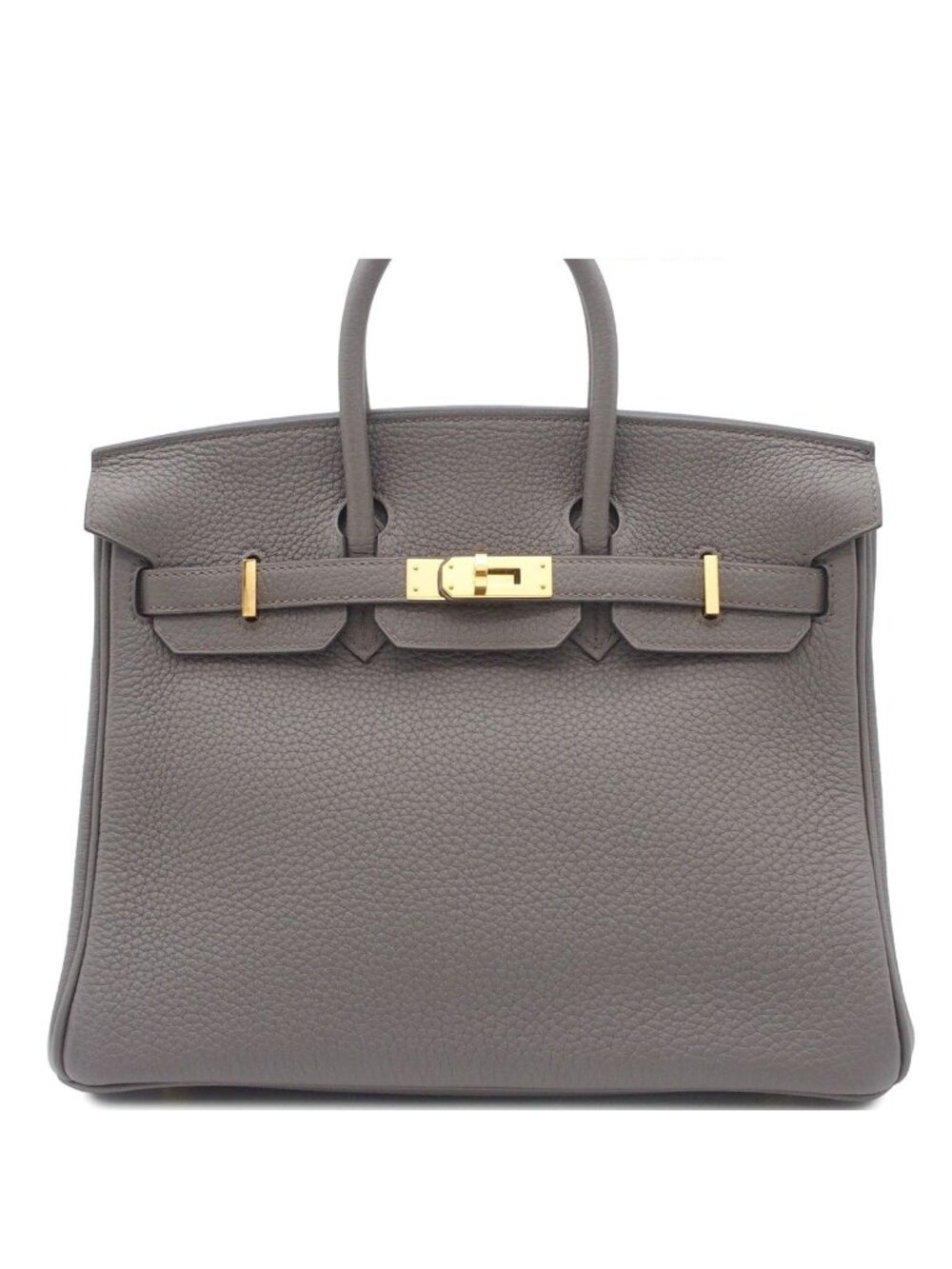 Hermes Birkin 25 Gris Meyer Gold Togo Handbag